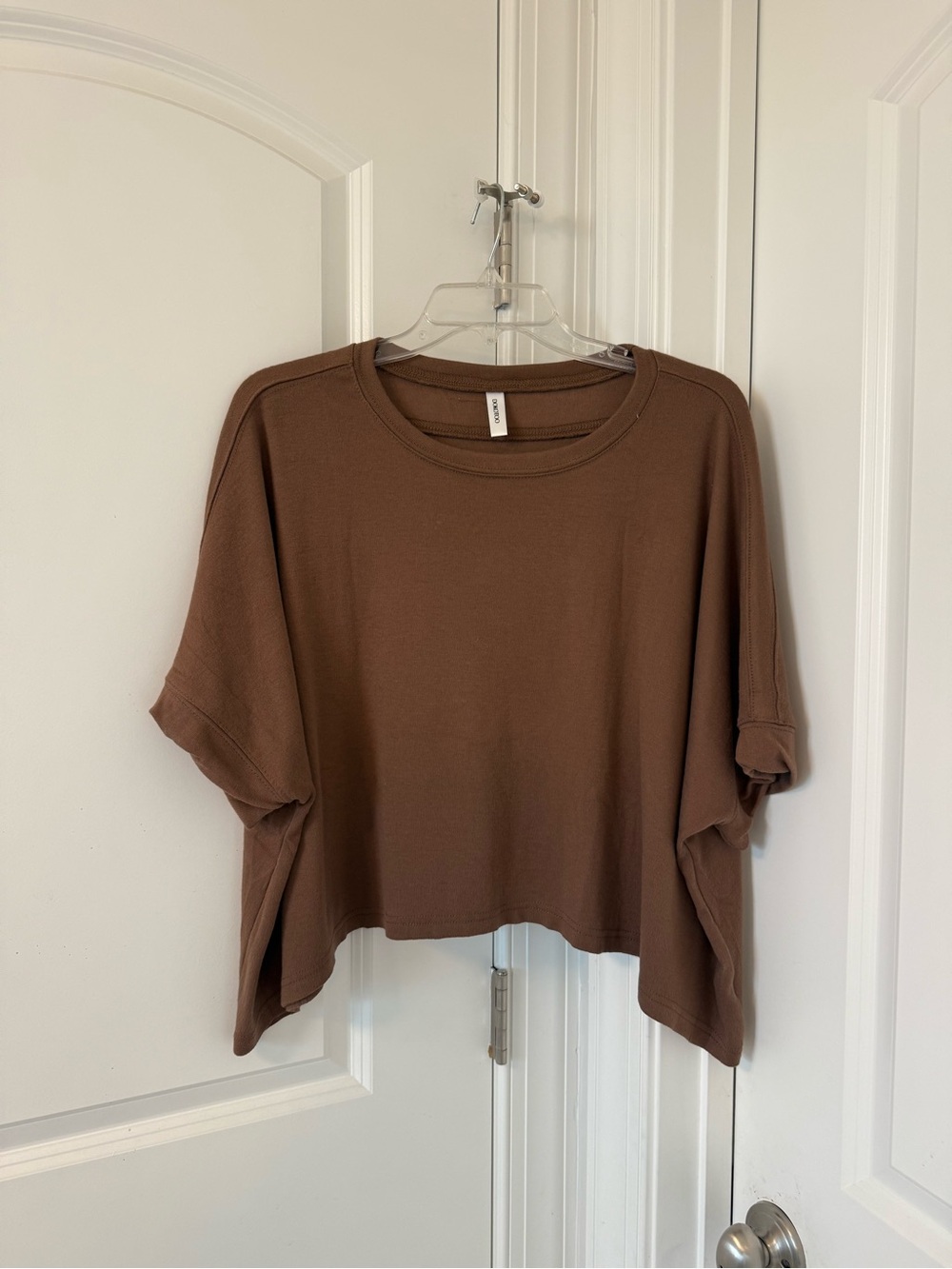 Women's Cropped Boxy Tee in Chocolate Brown